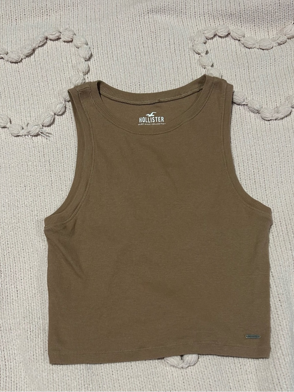 Hollister Women's Ribbed Tank Top - Taupe Brown